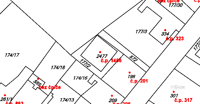 Neratovice 1456 na parcele st. 2477 v KÚ Neratovice, Katastrální mapa