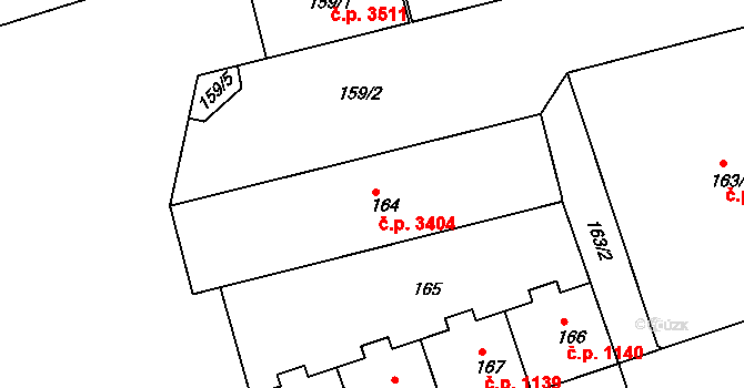 Ústí nad Labem-centrum 3404, Ústí nad Labem na parcele st. 164 v KÚ Ústí nad Labem, Katastrální mapa