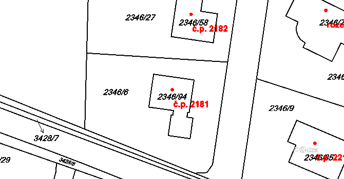 Pelhřimov 2181 na parcele st. 2346/94 v KÚ Pelhřimov, Katastrální mapa