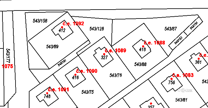 Ruprechtov 1089 na parcele st. 327 v KÚ Ruprechtov, Katastrální mapa