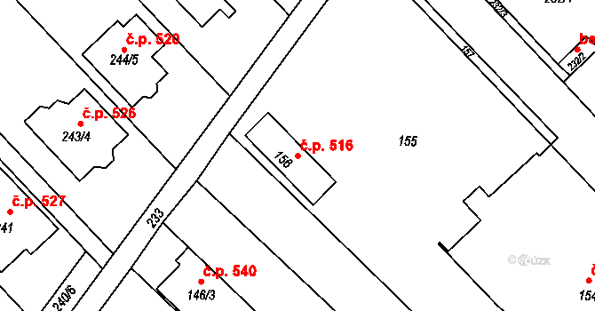 Bedihošť 516 na parcele st. 156 v KÚ Bedihošť, Katastrální mapa