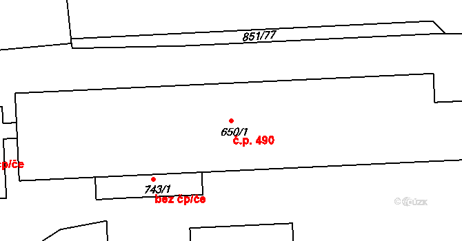 Horní Cerekev 490 na parcele st. 650/1 v KÚ Horní Cerekev, Katastrální mapa