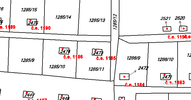 Milevsko 1185 na parcele st. 2473 v KÚ Milevsko, Katastrální mapa