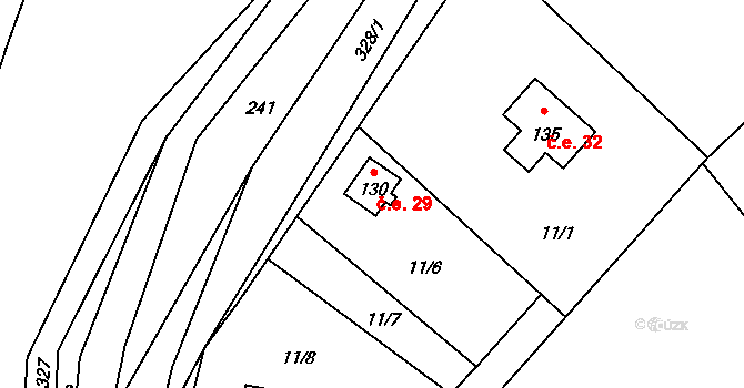 Chotěnov-Skláře 29, Mariánské Lázně na parcele st. 130 v KÚ Chotěnov u Mariánských Lázní, Katastrální mapa