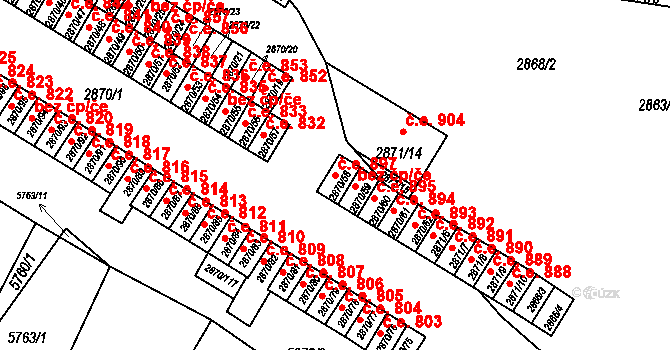 Velké Meziříčí 897 na parcele st. 2870/58 v KÚ Velké Meziříčí, Katastrální mapa