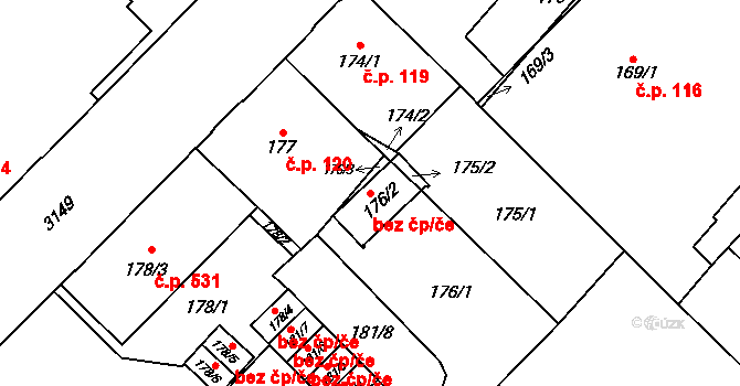Frýdek-Místek 40324753 na parcele st. 176/2 v KÚ Místek, Katastrální mapa