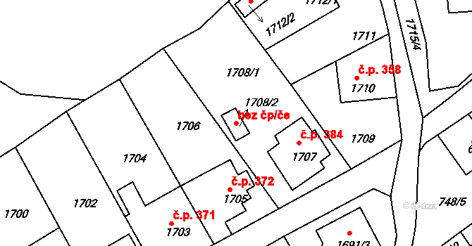Jablonec nad Nisou 43495753 na parcele st. 1708/2 v KÚ Mšeno nad Nisou, Katastrální mapa