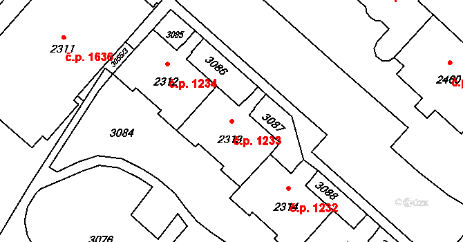 Kateřinky 1233, Opava na parcele st. 2313 v KÚ Kateřinky u Opavy, Katastrální mapa