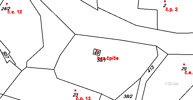 Čížkov 47123753 na parcele st. 49 v KÚ Chynín, Katastrální mapa