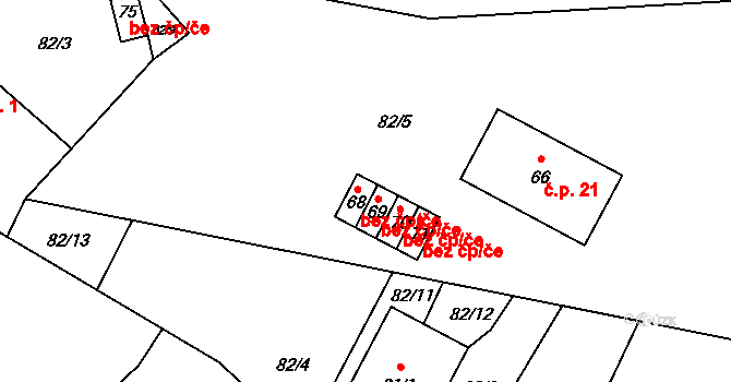 Pelhřimov 50478753 na parcele st. 69 v KÚ Radňov u Rynárce, Katastrální mapa