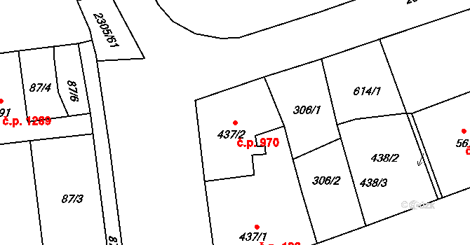 Beroun-Město 970, Beroun na parcele st. 437/2 v KÚ Beroun, Katastrální mapa