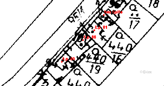Jemníky 86 na parcele st. 101 v KÚ Jemníky, Katastrální mapa