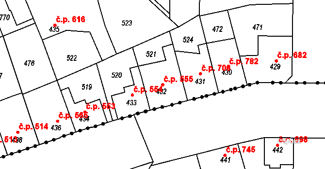 Kralupy nad Vltavou 555 na parcele st. 432 v KÚ Lobeč, Katastrální mapa