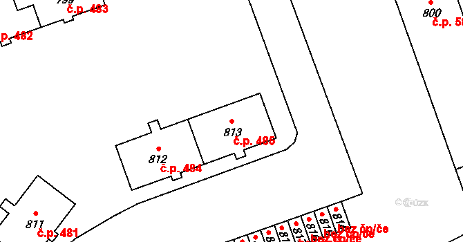 Holýšov 485 na parcele st. 813 v KÚ Holýšov, Katastrální mapa