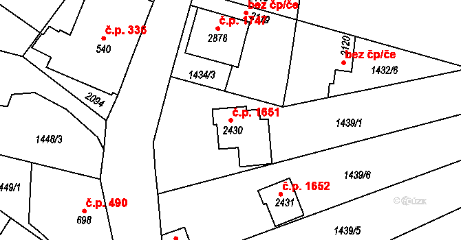 Náchod 1651 na parcele st. 2430 v KÚ Náchod, Katastrální mapa