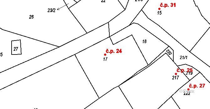 Sychotín 24, Kunštát na parcele st. 17 v KÚ Sychotín, Katastrální mapa
