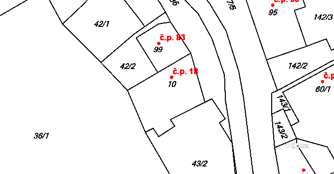 Straník 18, Nový Jičín na parcele st. 10 v KÚ Straník, Katastrální mapa