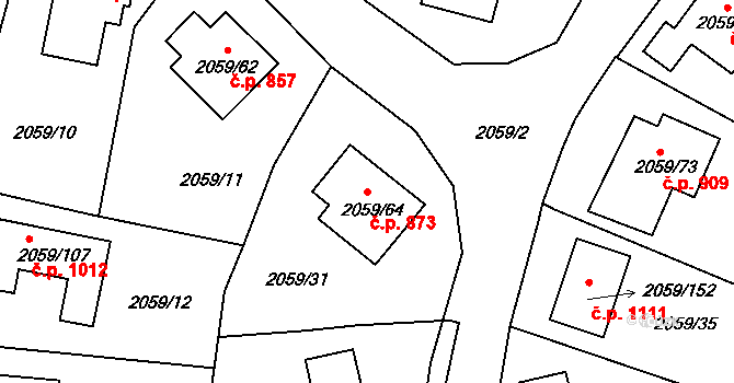 Odry 873 na parcele st. 2059/64 v KÚ Odry, Katastrální mapa