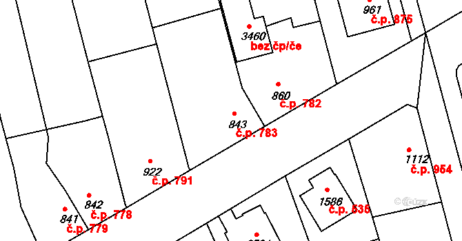 Humpolec 783 na parcele st. 843 v KÚ Humpolec, Katastrální mapa