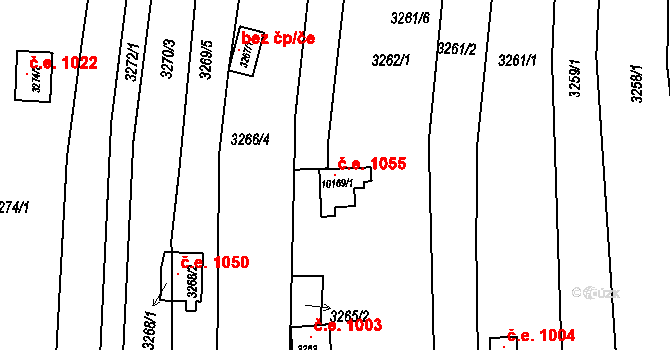 Nivnice 1055 na parcele st. 10169/1 v KÚ Nivnice, Katastrální mapa