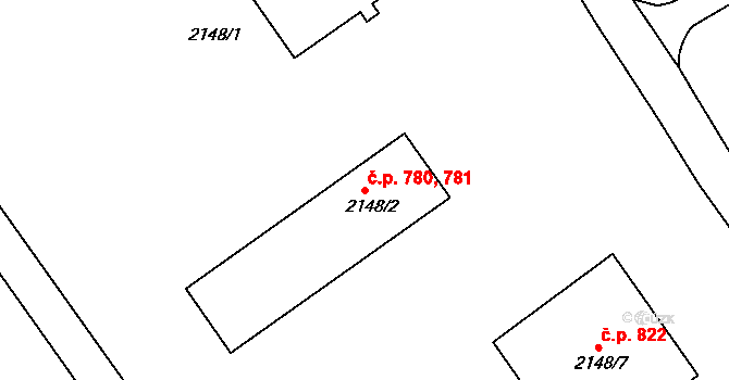 Dobruška 780,781 na parcele st. 2148/2 v KÚ Dobruška, Katastrální mapa