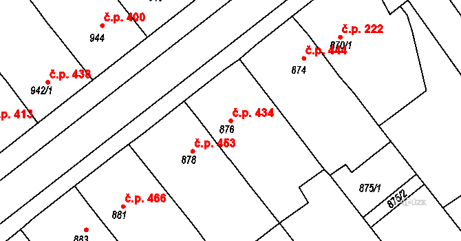 Šitbořice 434 na parcele st. 876 v KÚ Šitbořice, Katastrální mapa