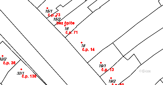 Količín 14, Holešov na parcele st. 18 v KÚ Količín, Katastrální mapa