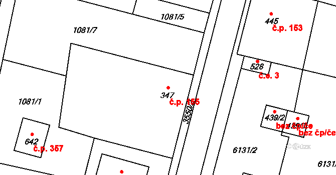 Hrabětice 155 na parcele st. 347 v KÚ Hrabětice, Katastrální mapa