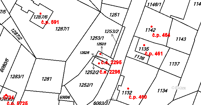 Jihlava 2295 na parcele st. 1252/3 v KÚ Jihlava, Katastrální mapa
