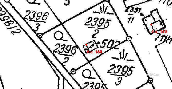 Radějov 158 na parcele st. 502 v KÚ Radějov u Strážnice, Katastrální mapa
