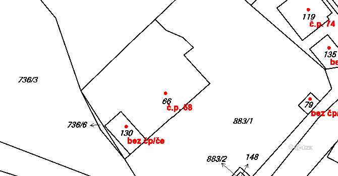 Hrbov 58, Polná na parcele st. 66 v KÚ Hrbov, Katastrální mapa