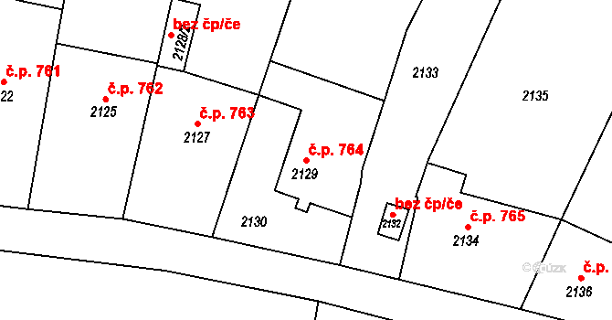 Rýmařov 764 na parcele st. 2129 v KÚ Rýmařov, Katastrální mapa