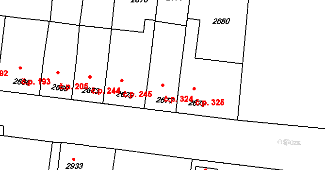 Mimoň I 324, Mimoň na parcele st. 2677 v KÚ Mimoň, Katastrální mapa