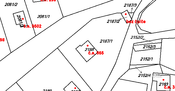 Brná 665, Ústí nad Labem na parcele st. 2188 v KÚ Brná nad Labem, Katastrální mapa