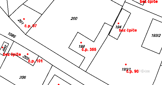 Starý Bohumín 355, Bohumín na parcele st. 199 v KÚ Starý Bohumín, Katastrální mapa