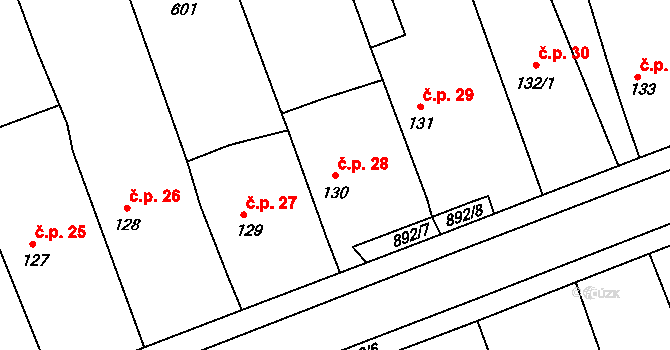 Michnovka 28, Kratonohy na parcele st. 130 v KÚ Michnovka, Katastrální mapa