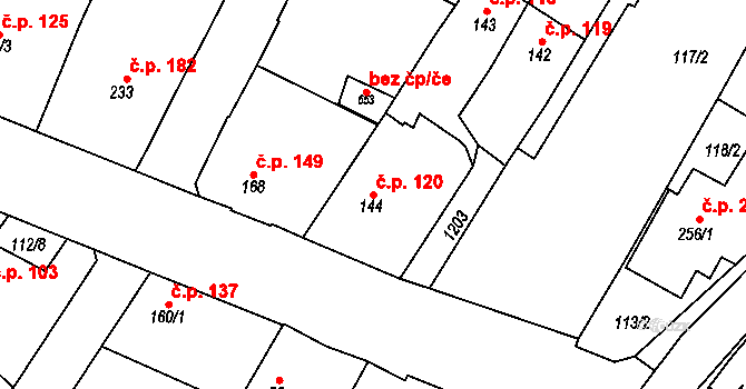 Staňkov II 120, Staňkov na parcele st. 144 v KÚ Staňkov-ves, Katastrální mapa