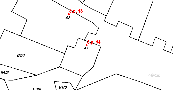 Markvarec 14, Český Rudolec na parcele st. 41 v KÚ Markvarec, Katastrální mapa