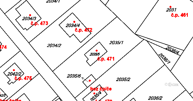 Příbram III 471, Příbram na parcele st. 2035/5 v KÚ Příbram, Katastrální mapa