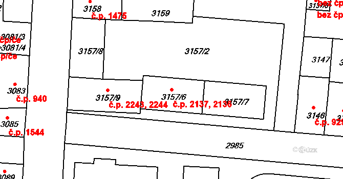 Česká Lípa 2136,2137 na parcele st. 3157/6 v KÚ Česká Lípa, Katastrální mapa