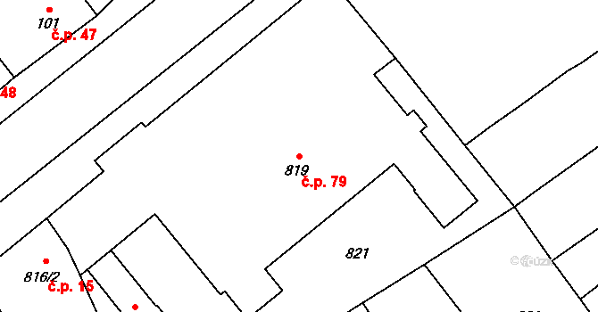 Horka nad Moravou 79 na parcele st. 819 v KÚ Horka nad Moravou, Katastrální mapa