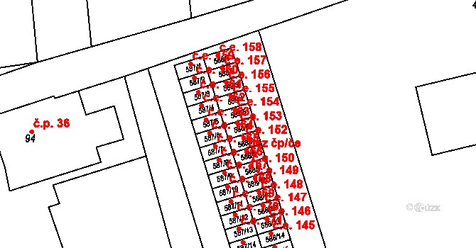 Hamr 153, Litvínov na parcele st. 588/6 v KÚ Hamr u Litvínova, Katastrální mapa
