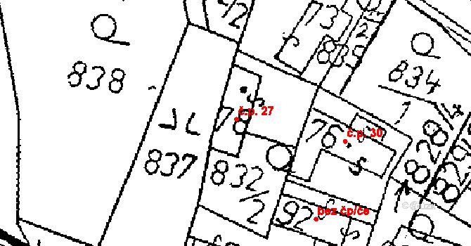 Pivnisko 27, Chlístovice na parcele st. 78 v KÚ Žandov, Katastrální mapa