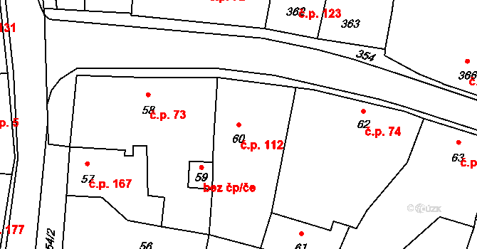 Neveklov 112 na parcele st. 60 v KÚ Neveklov, Katastrální mapa