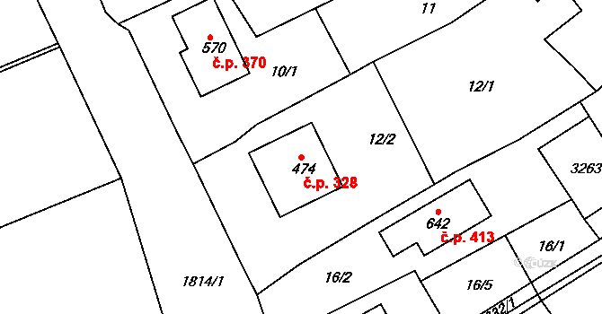 Tečovice 328 na parcele st. 474 v KÚ Tečovice, Katastrální mapa