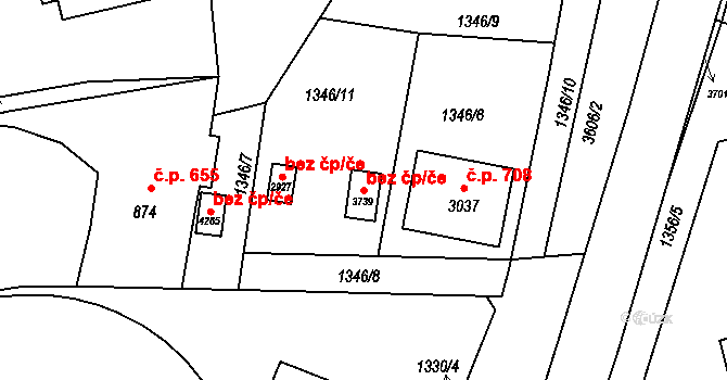 Rožnov pod Radhoštěm 39570754 na parcele st. 3739 v KÚ Rožnov pod Radhoštěm, Katastrální mapa
