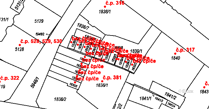 Liberec 40813754 na parcele st. 1839/6 v KÚ Liberec, Katastrální mapa