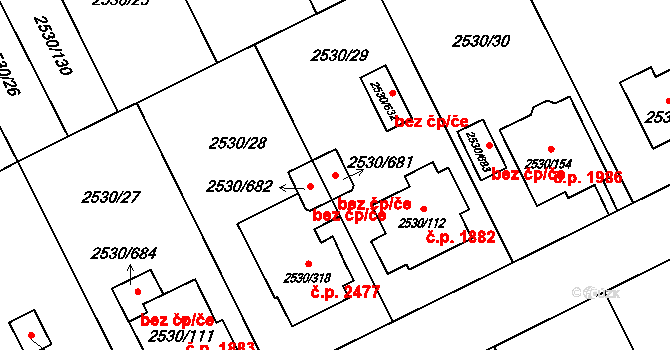 Opava 41727754 na parcele st. 2530/681 v KÚ Opava-Předměstí, Katastrální mapa