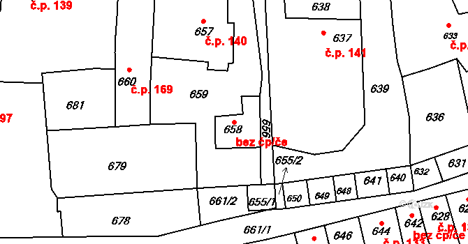 Bystřice nad Pernštejnem 42566754 na parcele st. 658 v KÚ Bystřice nad Pernštejnem, Katastrální mapa
