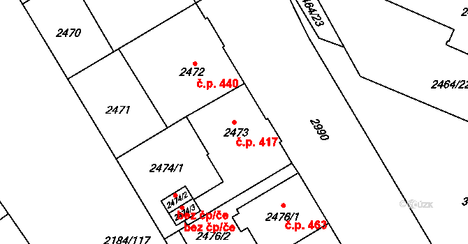 Předměstí 417, Opava na parcele st. 2473 v KÚ Opava-Předměstí, Katastrální mapa